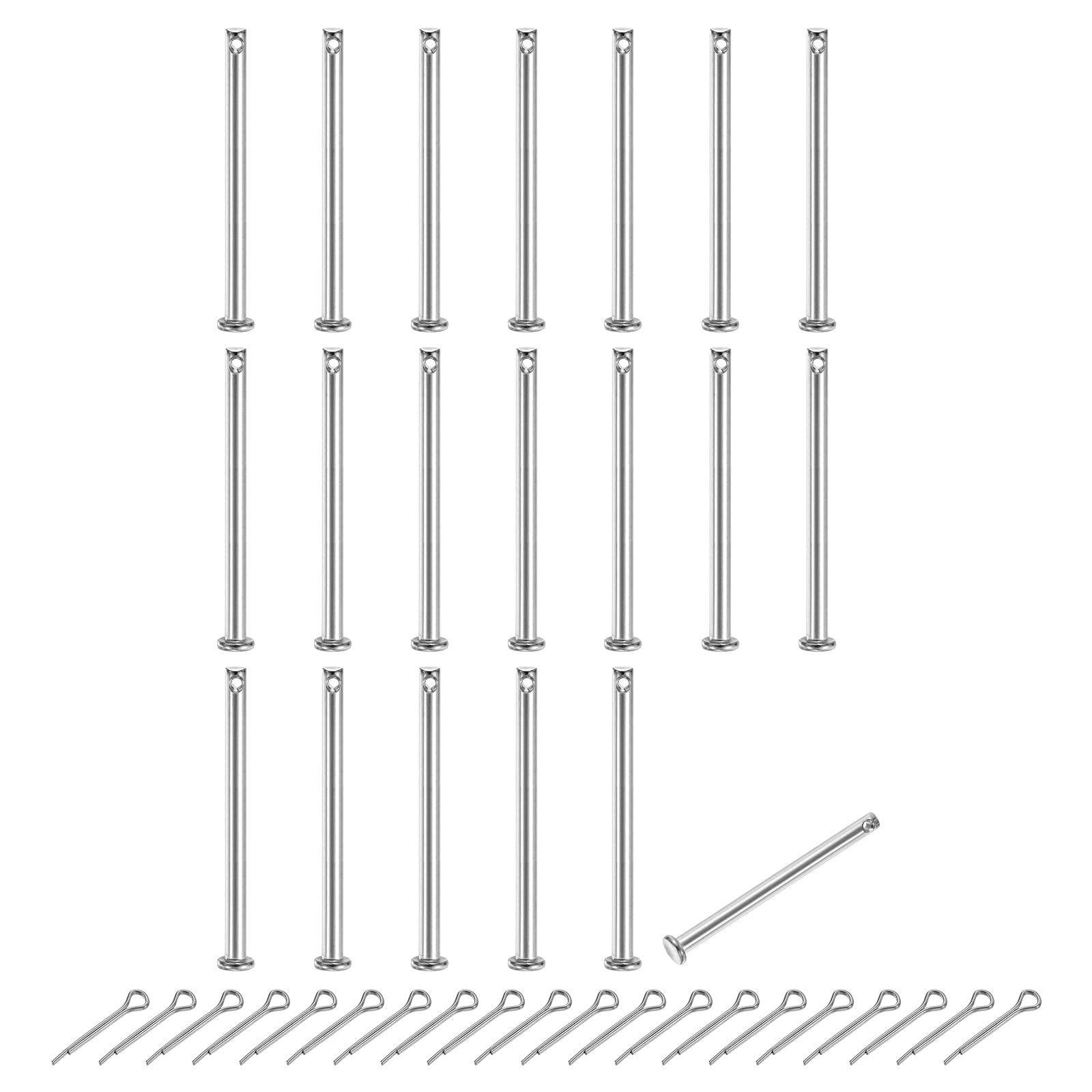 sourcing map 20Pcs M4x50mm Clevis Pins, 304 Stainless Steel Single Hole Flat Head Clevis Pin Hairpin Location Pin with Cotter Pins for Trailer Latch Mechanics Repair Furniture Installation โ image 1