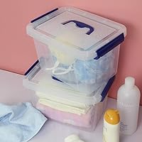 Vista 5 de Juego de 4 cajas de almacenamiento de plástico transparente de 6 litros con tapas