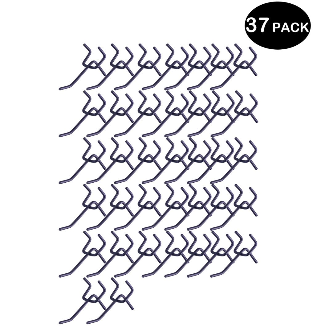 KINOMI 37 Pieces 2 Inch Black Pegboard Hooks Heavy Duty Pegs Pegboard Accessories for 1/4 in and 1/8 in Peg Boards in Garages, Tool Sheds, Basements etc - 2