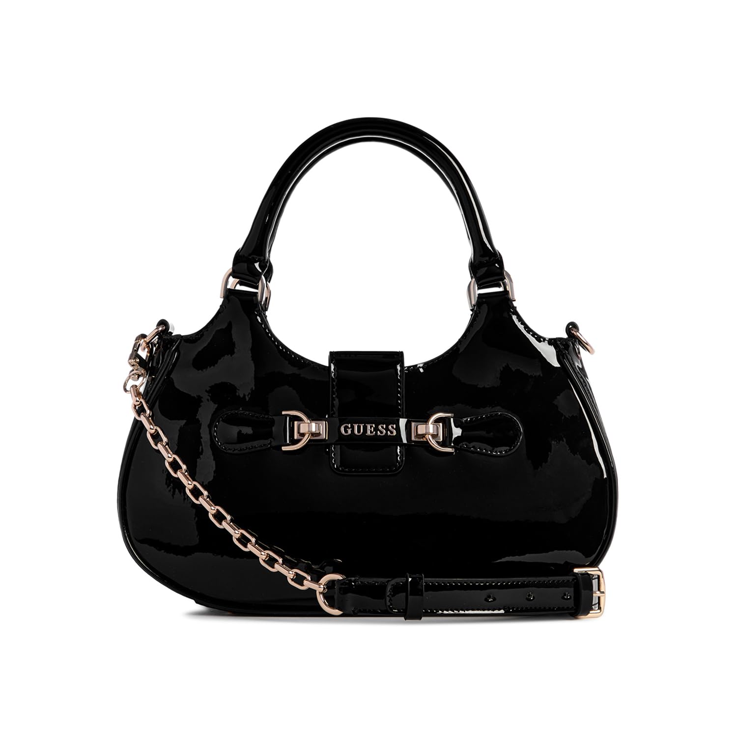 GUESS Borsa a mano/tracolla Nolana small girlfriend satchel nero vernice B25GU157 PG950005