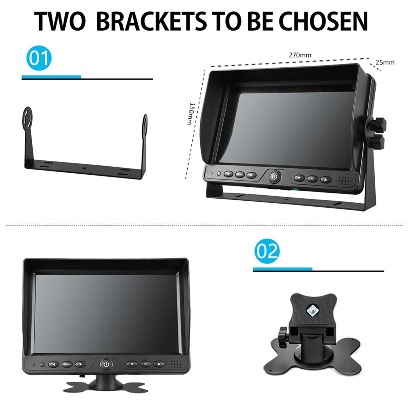 1080P 9" Quad Split Screen Monitor Built-in Recorder for Truck Trailer Bus 4CH Camera ​Input 360 Surround View Syste(Dual View Monitor)