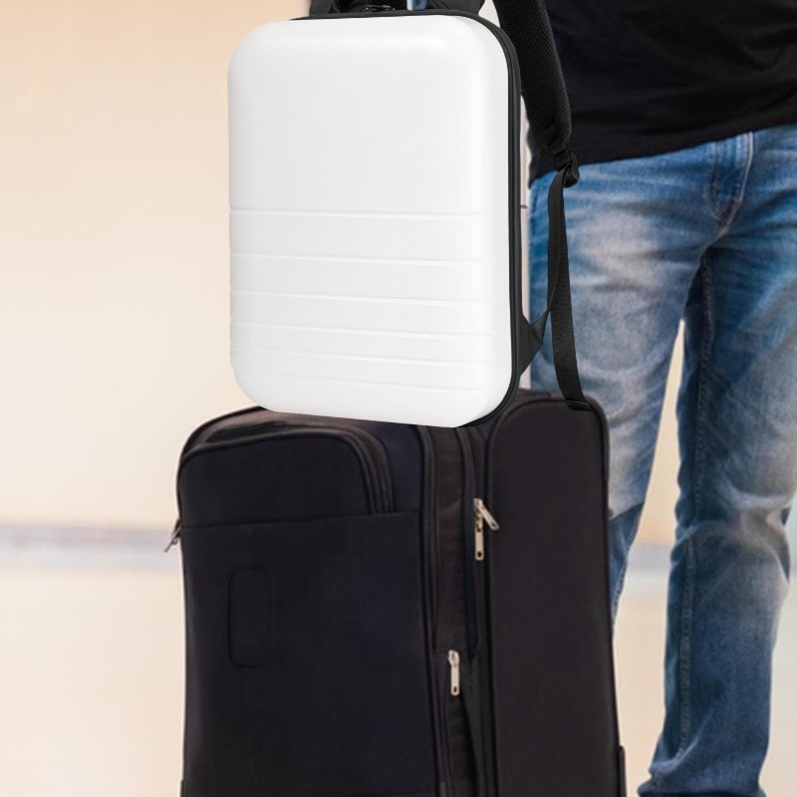 Milageto Mochila para Portátil Mochila Laptop Mochila Ordenador Bolsa de Viaje Mochila Escolar Carcasa Rígida de PC Y PU Impermeable con Correa para Equipaje a, Blanco