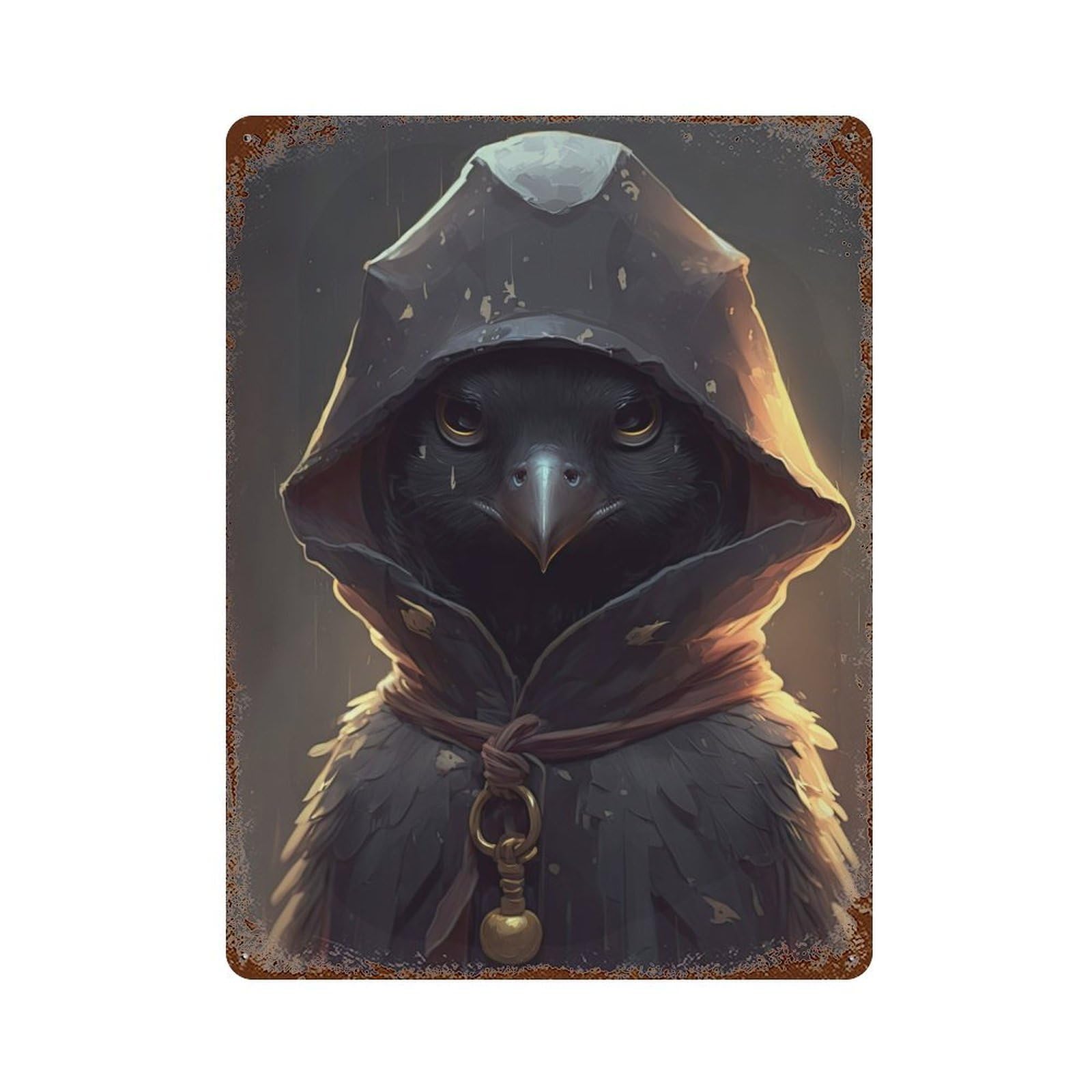 Wizard The Crow Portrait Retro Metal Sign 15.7"x11.8", Classic Wall Plaque for Garage, Pub Or Kitchen
