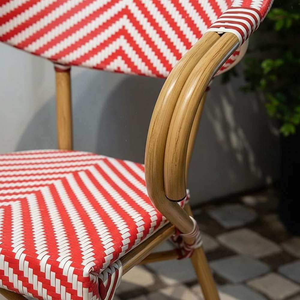 EME Sillón Bistró París Color Rojo - Estructura Resistente y Duradera de Aluminio y Asiento de textilene. Apilable. Sillón para Hostelería, Eventos y Jardín.