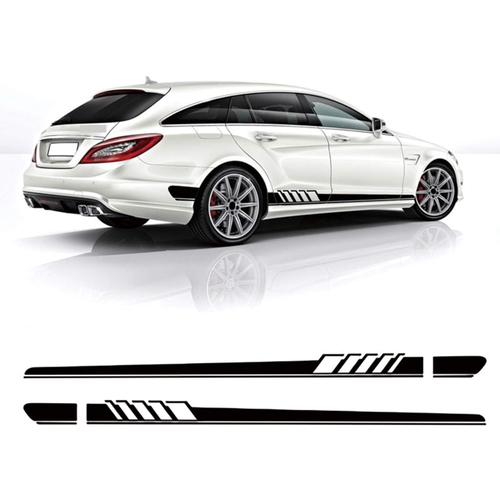 UNCLE LIAO Car Side Skirt For Mercedes Benz CLS Class W219 C219 W218 C218 X218 C257 CLS63 AMG Auto Car Door Sticker Side Step Skirt.,Black
