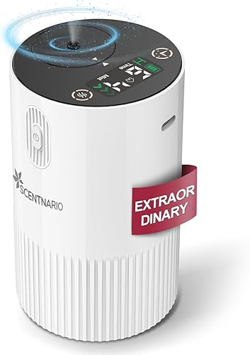 Difusor sin agua para aceite esencial, difusor de aroma para el hogar con indicador de batería, máquina de aire inteligente portátil de aroma 123 y