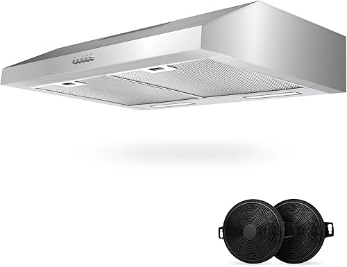 Miniatura 7 de Campana extractora de 30 pulgadas, 600 CFM debajo del gabinete con fuerte succión para convertible sin conductos o conductos, campana de cocina de