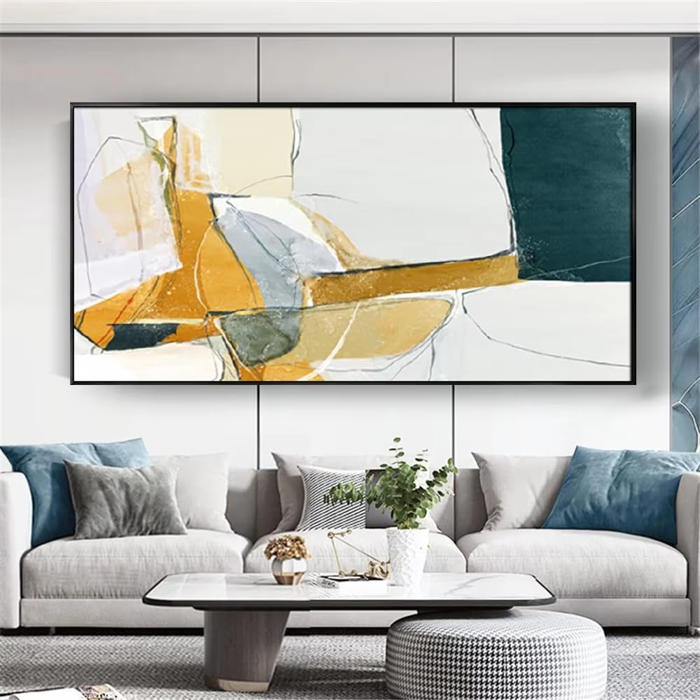 IHHGNB Abstract Golden Blue Modern Canvas Wall Art Prints Nordic Pictures Artwork for Home Living Room Decor(75x150cm(30x59in)/No frame)