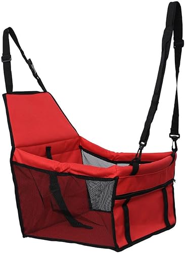 Miniatura 5 de iplusmile Perro portátil con cinturón ajustable, bolsa de viaje colgante roja para perros seguros