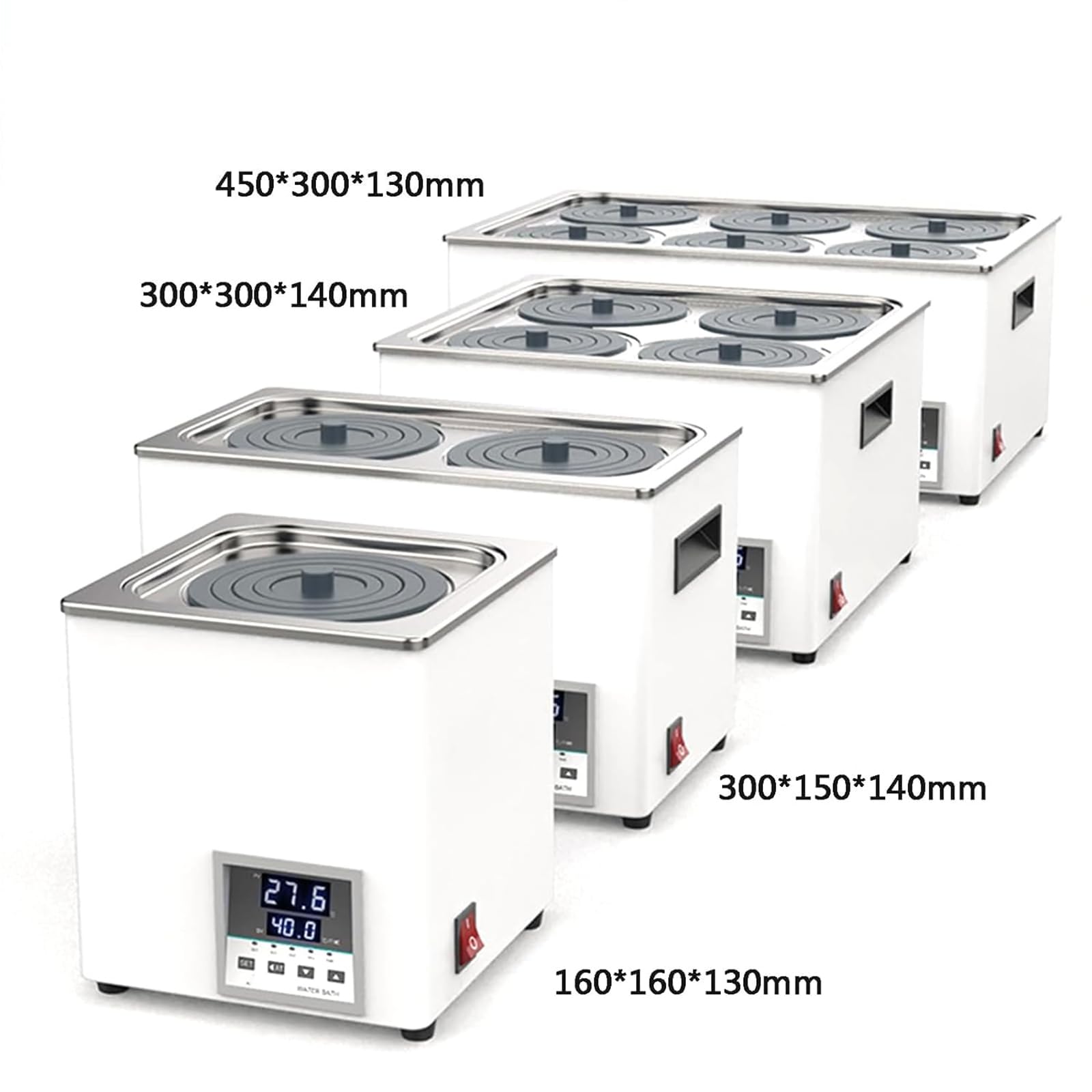 Baño María digital de laboratorio (1/2/4/6/8 orificios), antisecado, calefacción circulante de 360°, control preciso de temperatura de 0,1 ℃, con drenaje (2/4/6/8 orificios),8Hole