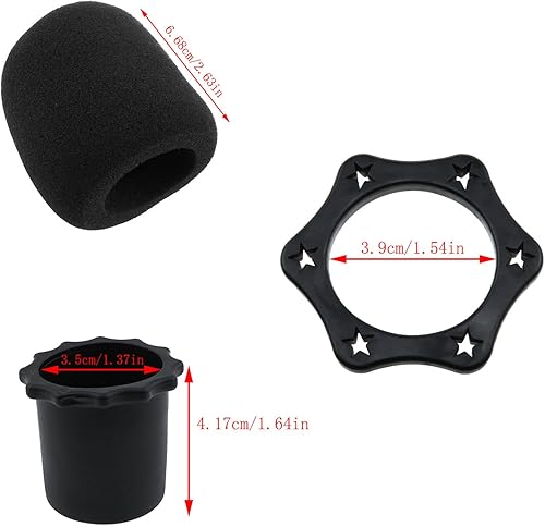 Miniatura 2 de Anillo de protección de micrófono hexagonal Cubierta de micrófono Micrófono inferior Manga para cine en casa o KTV (negro) -2 juegos