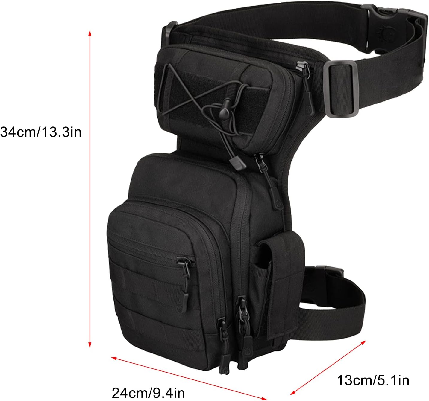 kingsea Tactical Drop Leg Bag Waterproof Tactical Thigh Pack Pouch Multifunctional Drop Leg Bag for Women Men Bike Motorcycle Cycling Camping Hiking (Black)