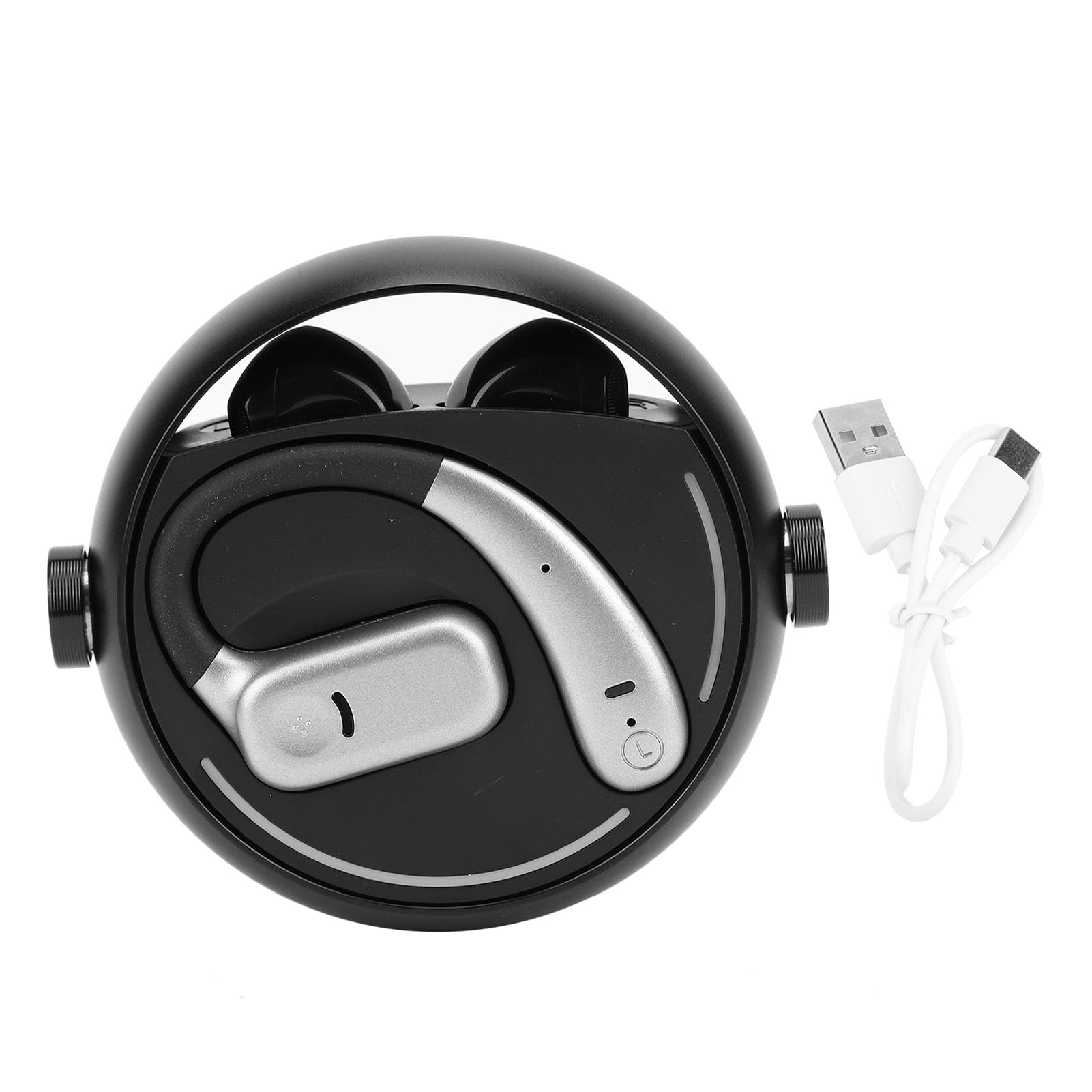 PUSOKEI Auricolari Wireless Bluetooth 5.3 |Auricolari IPX5 a Doppia Coppia con Cancellazione del Rumore per Esercizi di Lavoro per 2 Persone (BLACK)