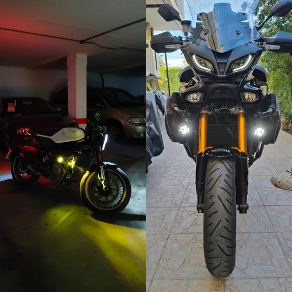 Fari fendinebbia a LED per moto Fendinebbia per moto Lampada di guida ausiliaria a LED Faretti per fari per moto Interruttore cablato da 100 W Luci a LED per moto bicolore