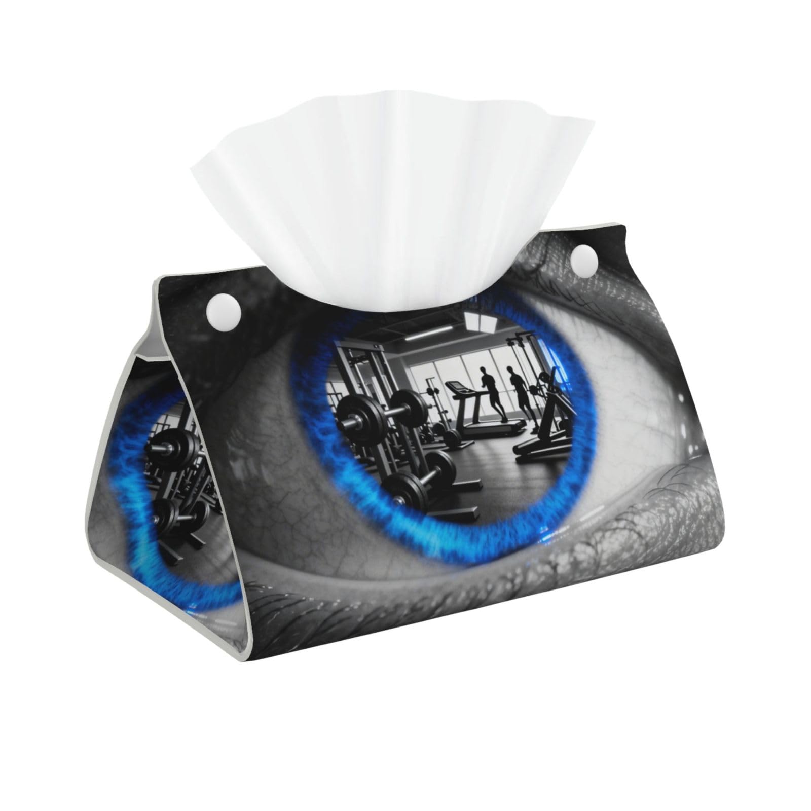 Eye Reflection Gym Long Leather Tissue Box Cover-Waterproof PU Leather Tissue Holder for Bathroom, Decorative Rectangular Tissue Case