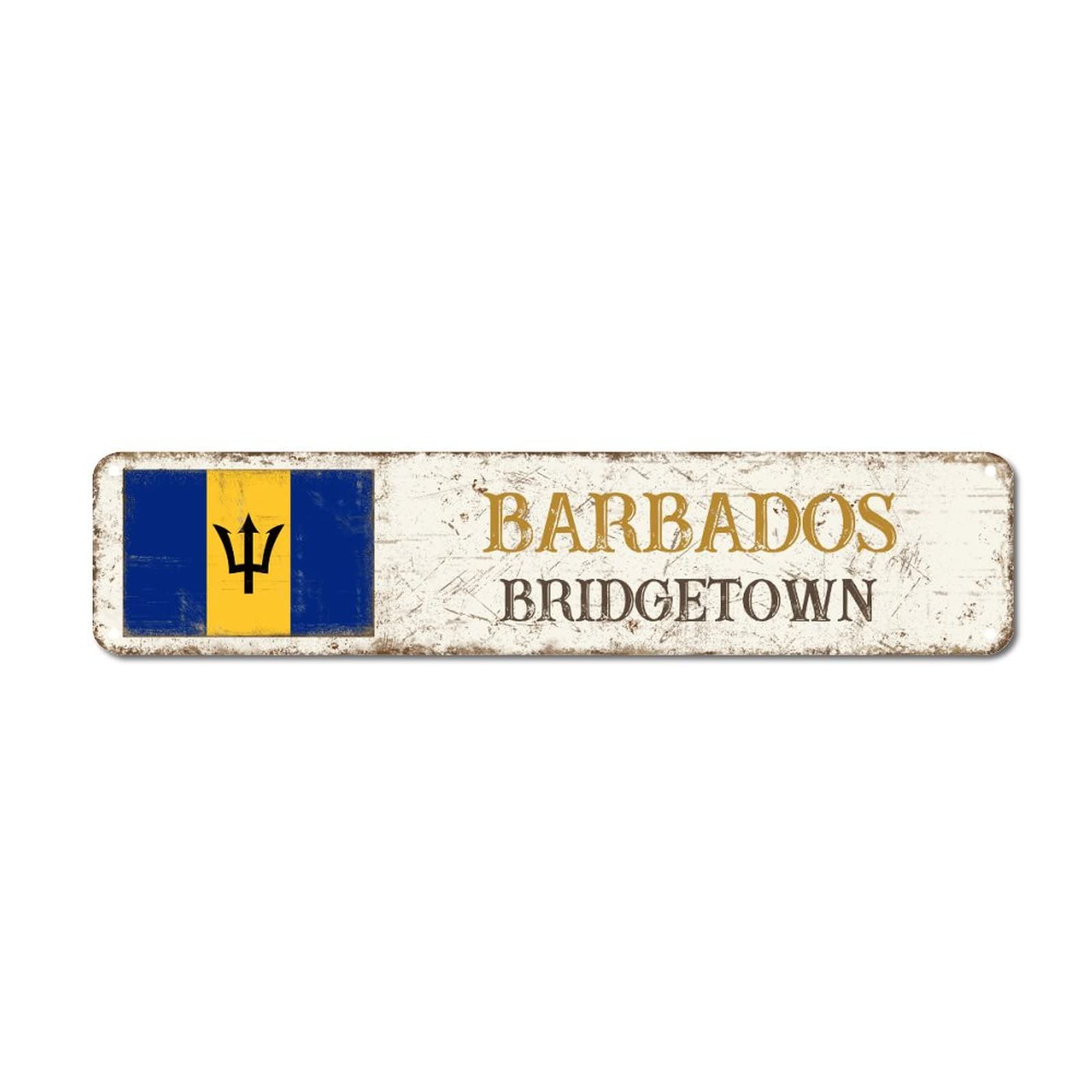 Yelolyio Barbados Metal Sign Bridgetown Vintage Aluminum Sign Country Flags City Souvenir Wall Art Decor Pub Diner Cafe Poster Home Bar Club Garden Farm Garage Decoration 3"X12"