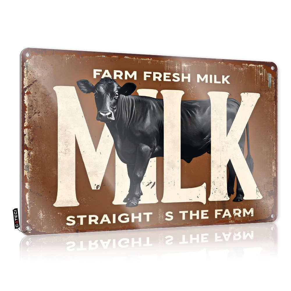 Fzfn Colour Farmhouse Outdoor Decor Retirement Cool Wall Decor - Farm Fresh Milk Straight From The Farm Custom Rustic Wall Hanging(30X40cm)