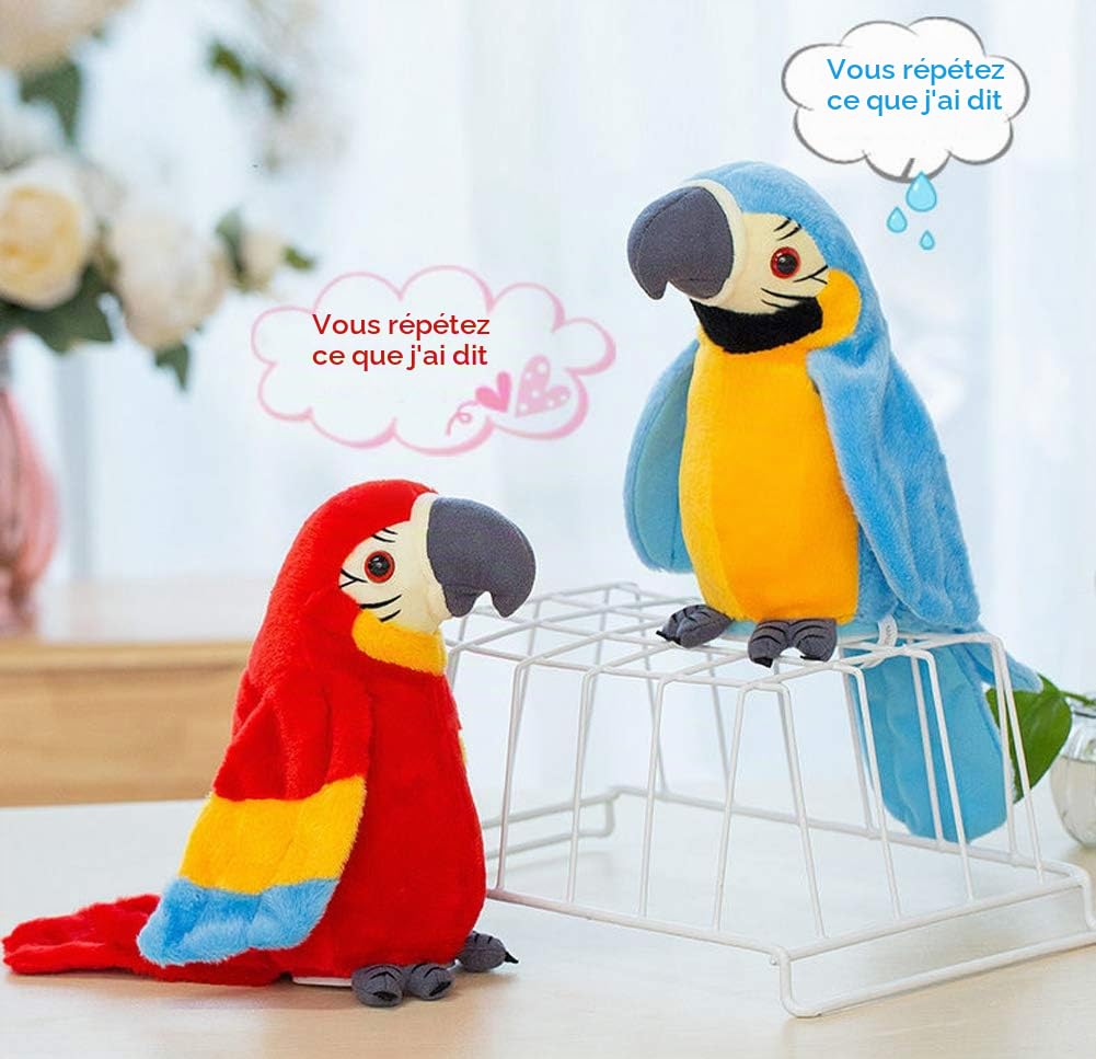 Jouet Perroquet en Peluche Imite le Son Animaux Répétez ce que vous dites Ailes électronique Oiseau Interactif Cadeau Noël Anniversaire