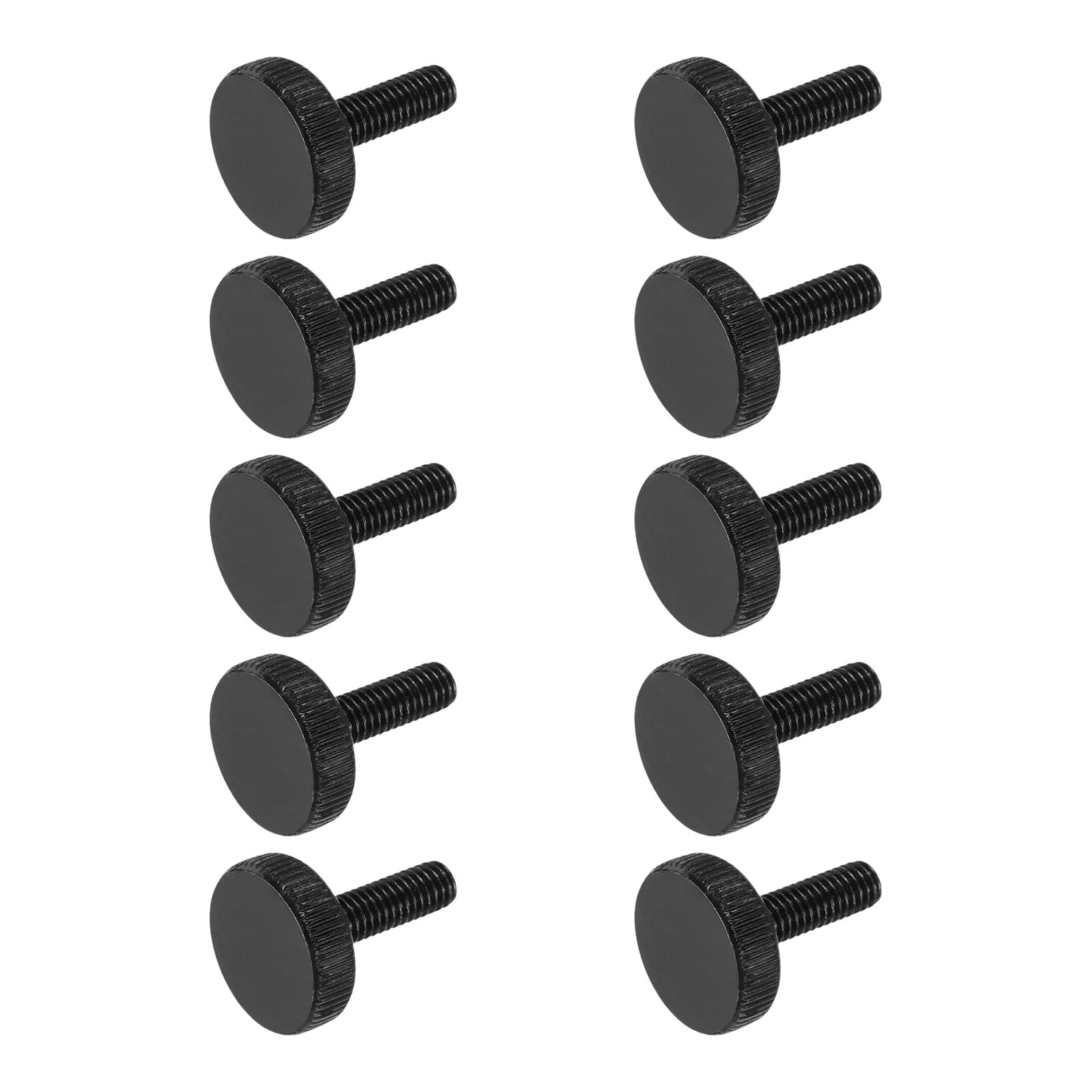 sourcing map M6x16mm Knurled Thumb Screws, Black Steel Flat Head Thumb Screws Zinc Plated Metric Knurled Head Bolts Grip Knobs Hand Tighten Thread Fasteners, 10 Pcs — image 1