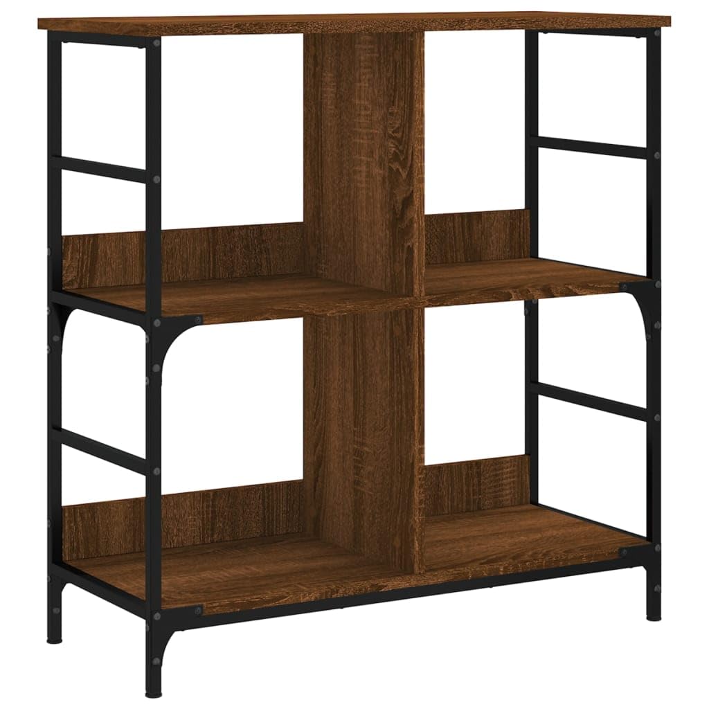 vidaXL Boekenrek 78,5x33x153 cm bewerkt hout bruin eikenkleur, boeken plank, schappenkast, boekenkast zwart, boekenrek, boekenkast industrieel