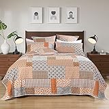 PHF 100% Cotton Patchwork Fall Quilt Set Queen/Full Size, 3PCS Lightweight Boho Paisley Cozy...