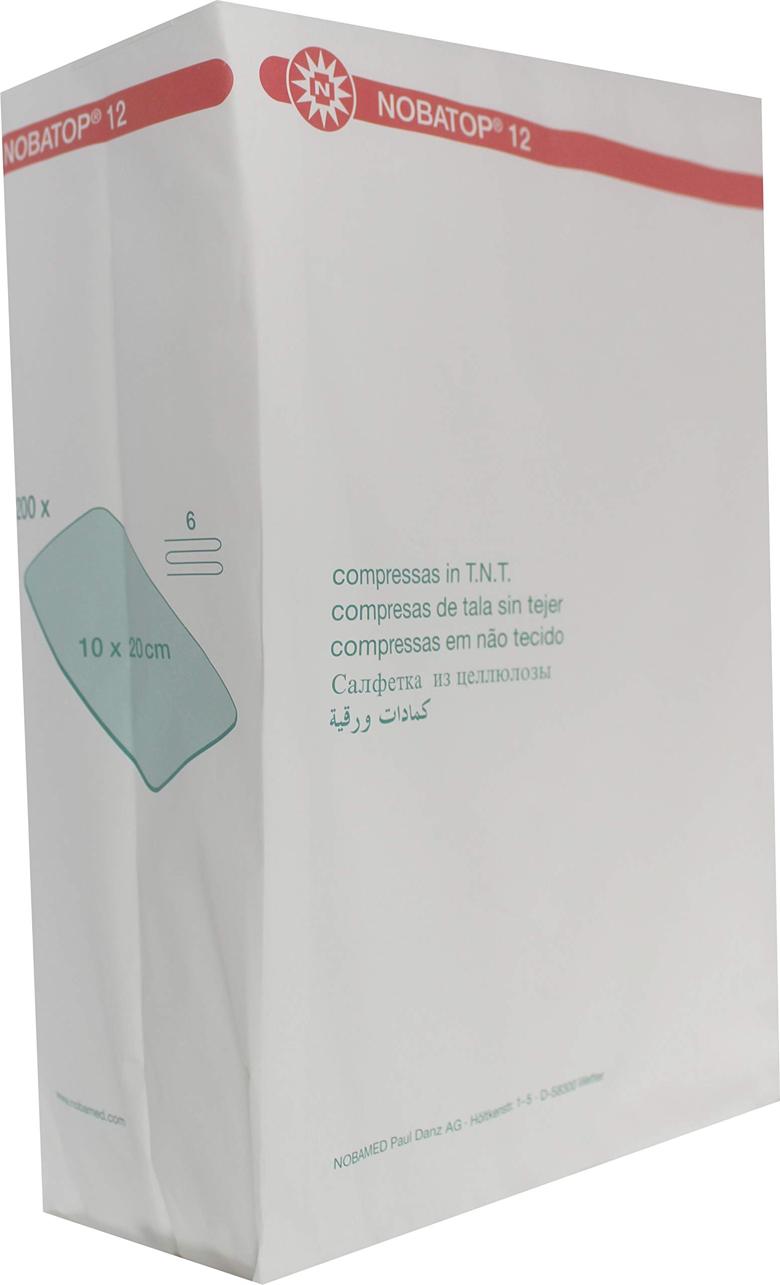 2000 compresas Nobatop 8 (cuádruple) o Nobatop 12 (6 pliegues) hisopos no tejidos – Nobatop 12, 10 x 20 cm