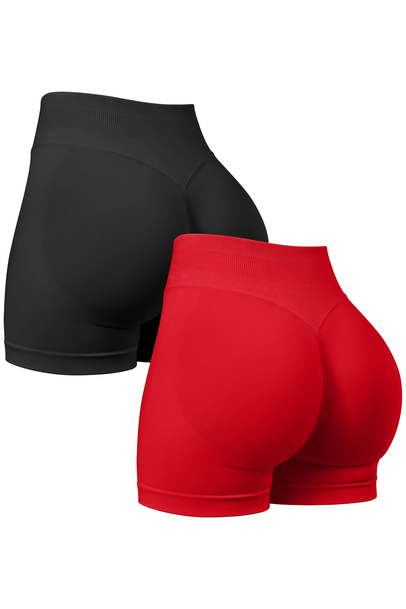 OQQ Women 2 Piece Workout Shorts Butt Lifting High Waist Yoga Athletic Gym Seamless Shorts