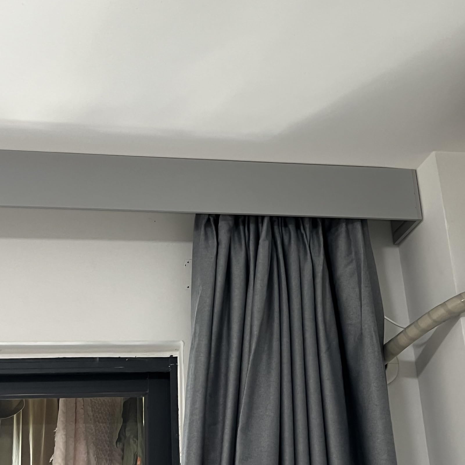 Ceiling Curtain Rod Covering Pelmet Box without Track, Top of Curtain Light Blocker Window Cornice Board, Elegant Blinds Hidden Valance Panel(Gray,7.5ft (228.6cm))