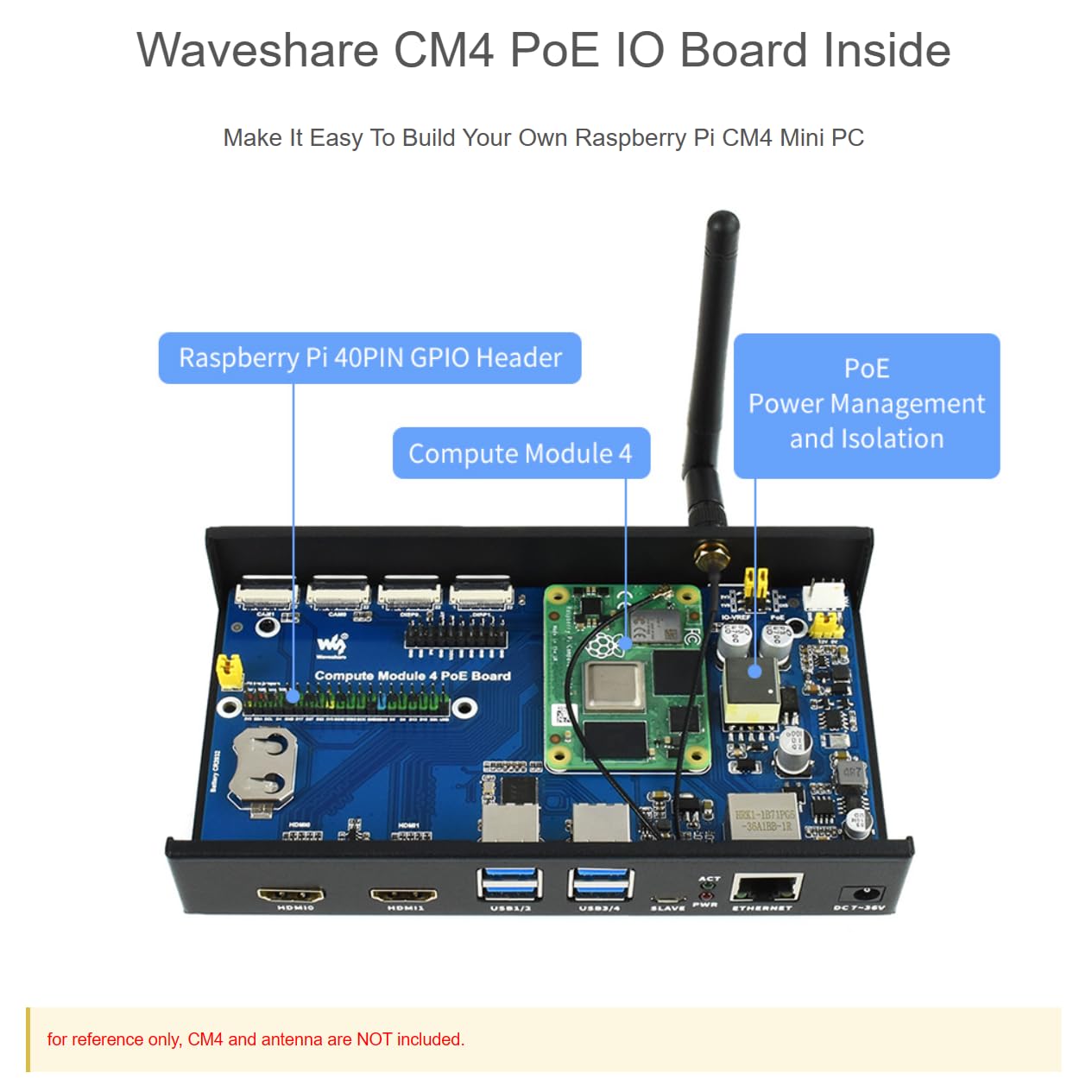 TUOPUONE Minikomputer PoE kompatybilny z Raspberry Pi Compute Module 4 (nie jest dołączony), metalowa obudowa z wentylatorem chłodzącym, szybka i łatwa do zbudowania minikomputera