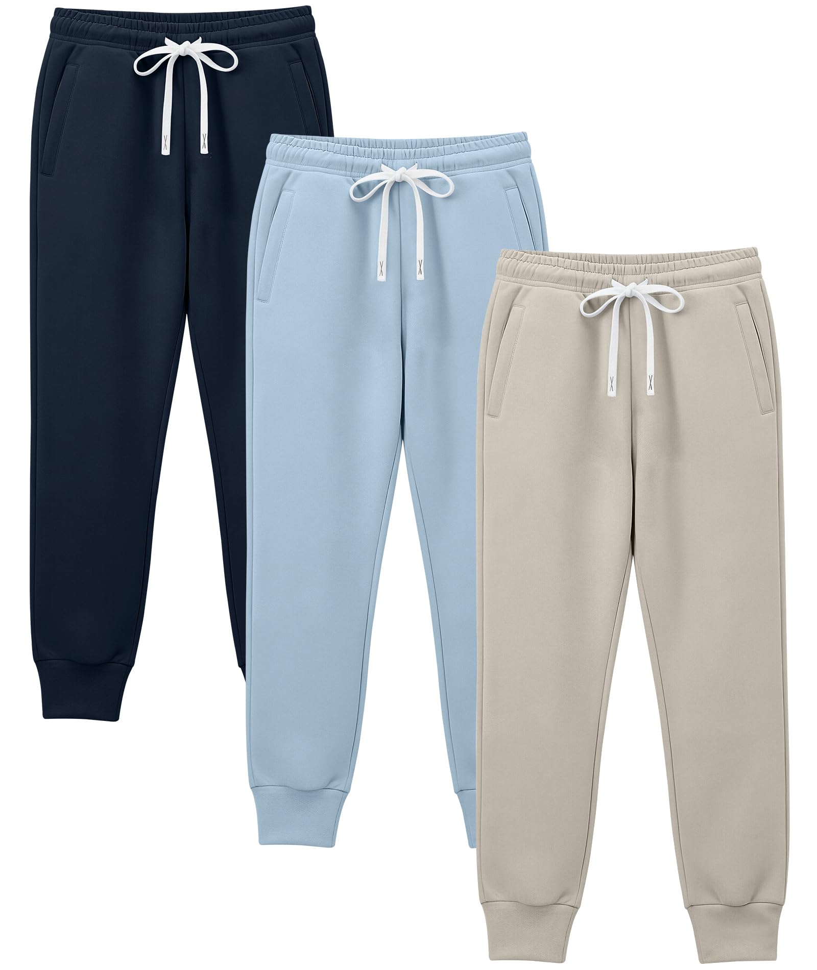 Holure Confezione da 1/3 pantaloni da jogging in cotone per ragazzi con tasche con cerniera in vita regolabile morbidi pantaloni della tuta larghi per scuola sportiva