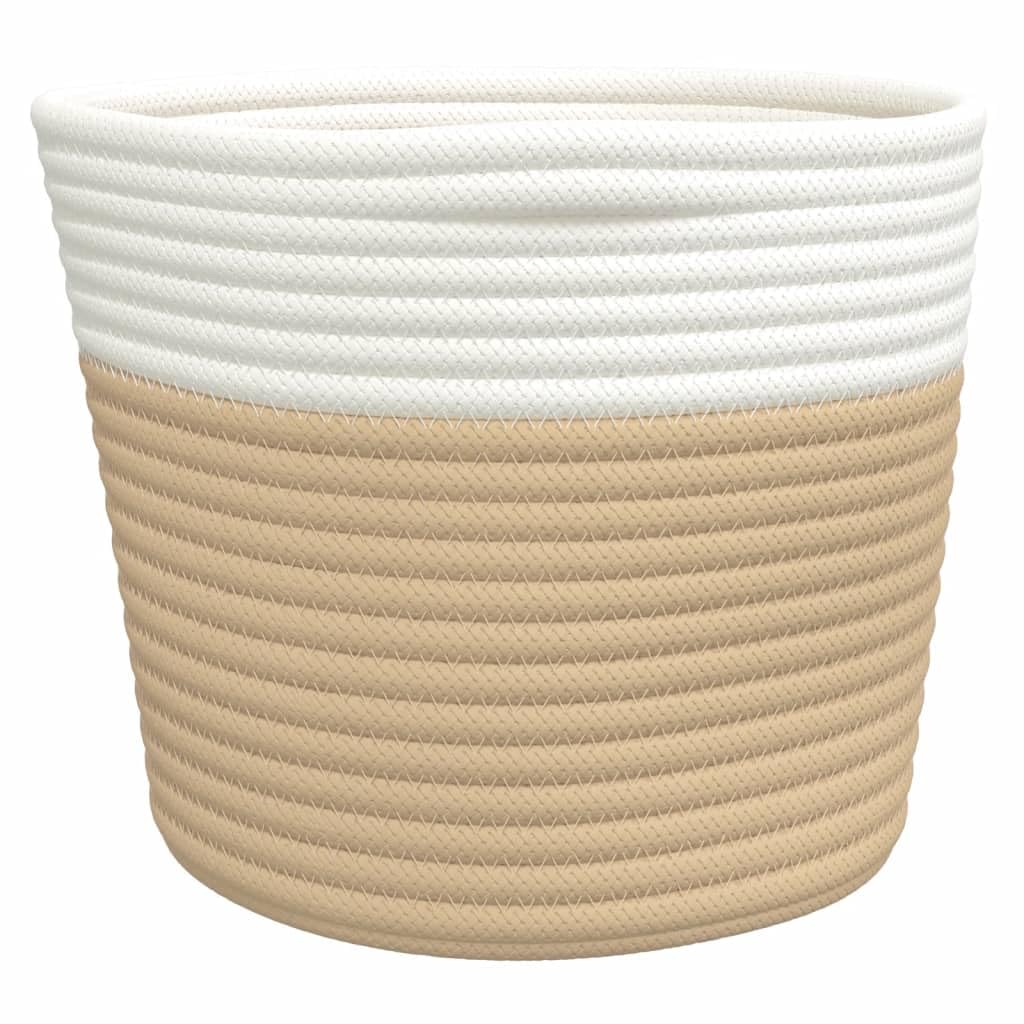Mangloder Aufbewahrungskörbe 2 Stk. Beige und Weiß, geflochten, faltbar, Stoff Organizer aus Baumwolle, 24 x 18 cm, für Regal, Küche, Schlafzimmer, Bad, Wohnzimmer, Boho Deko