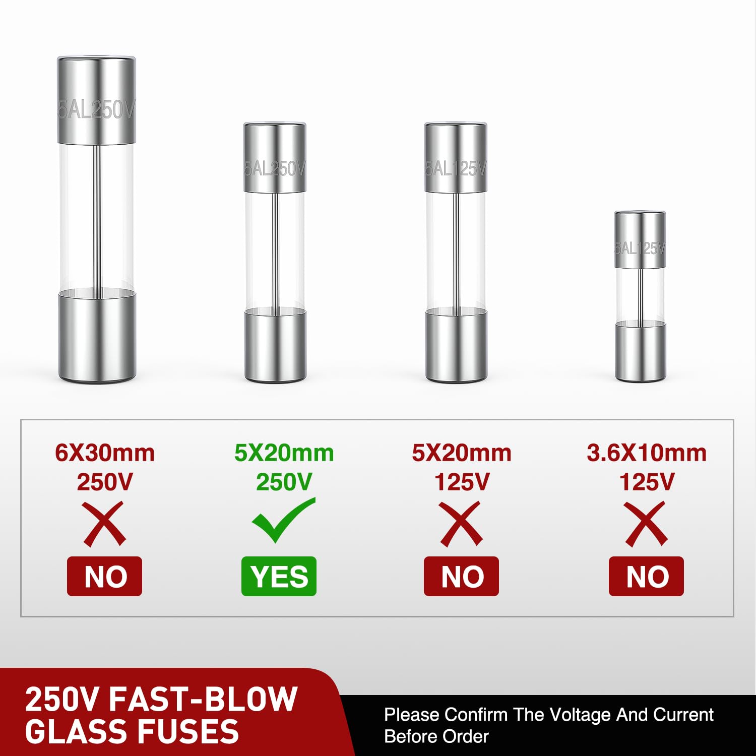 Nilight 150PCS Fast Blow Glass Fuses with 10PCS 5x20mm Inline Holder Screw Type16AWG 250V 0 1A 0 2A — view 2