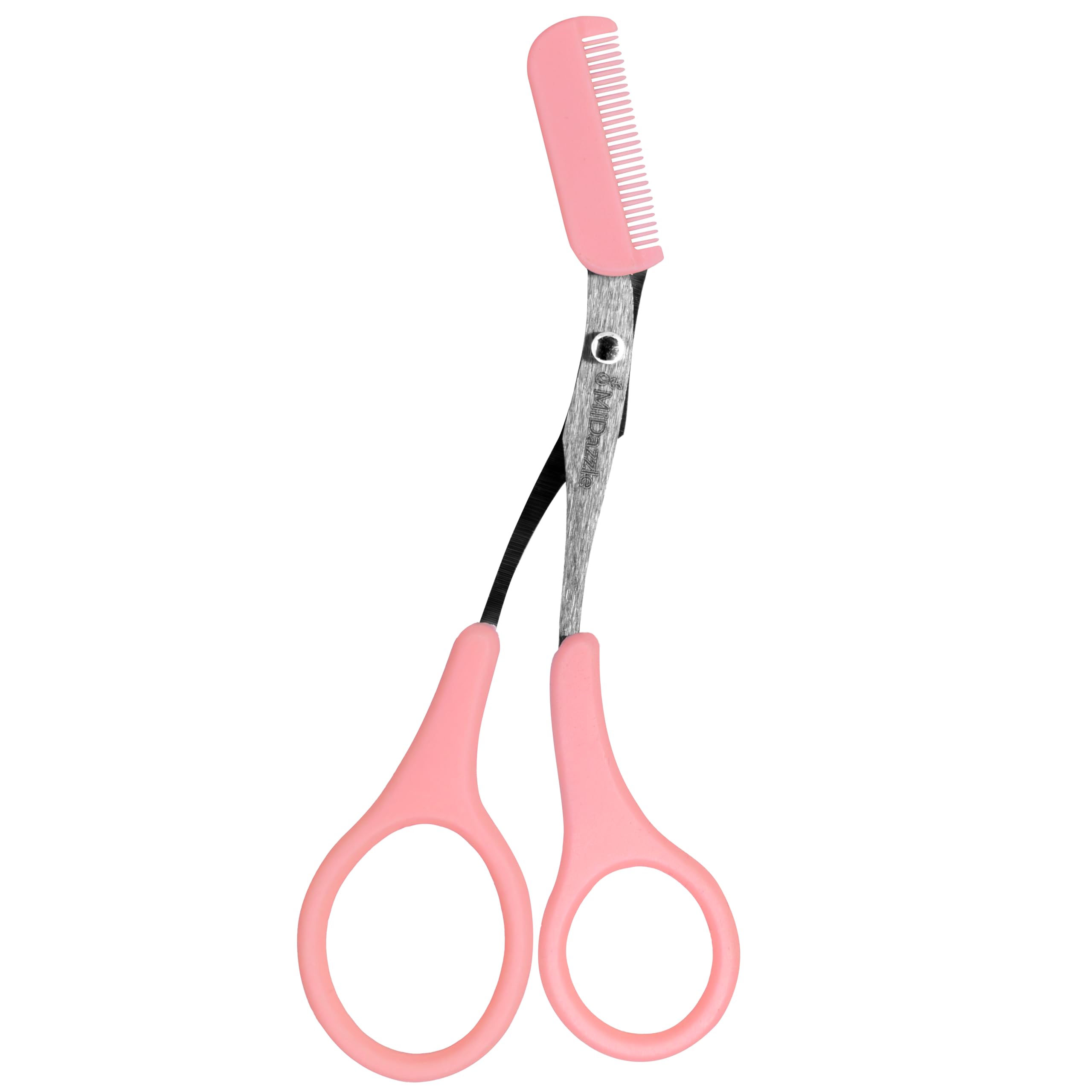 MiDazzle Eyebrow Trimming Scissor With Detachable Comb - Hair Removal Scissor for Men Women - Brow Shaping Scissors Eyebrow Non Slip Finger Grips (Pink)-picture-42
