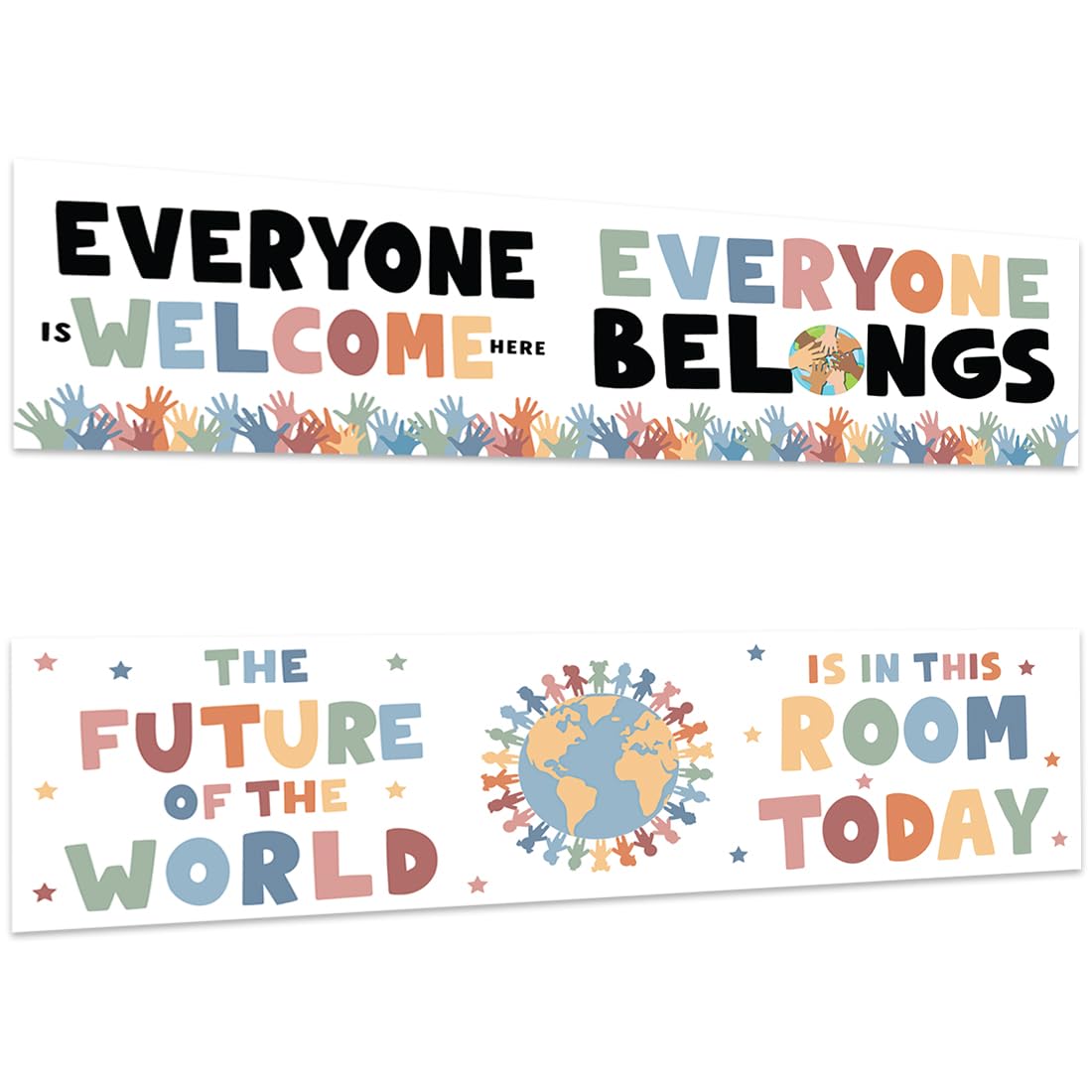 Andaz Press 13"x48" Large Everyone Is Welcome Classroom Banner Poster Sign for Teachers Bulletin Board Door Wall Decor Boho Rainbow Decorations for