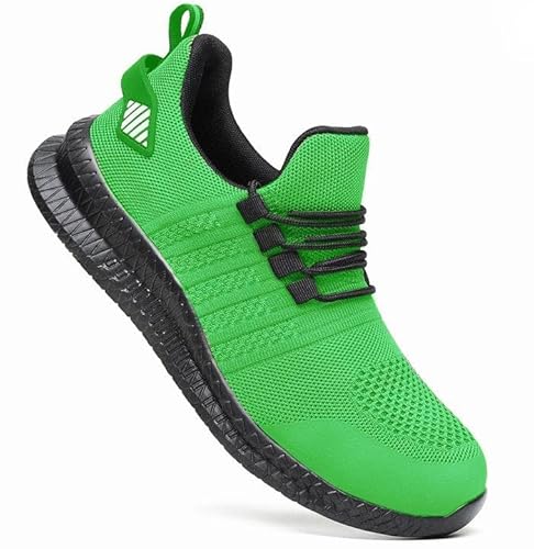 Steel Toe Shoes for Men and Women Comfortable Lightweight Work Safety Shoes Puncture Proof Slip Resistant Indestructible Sneakers Construction Work Utility Shoes Green M11.5