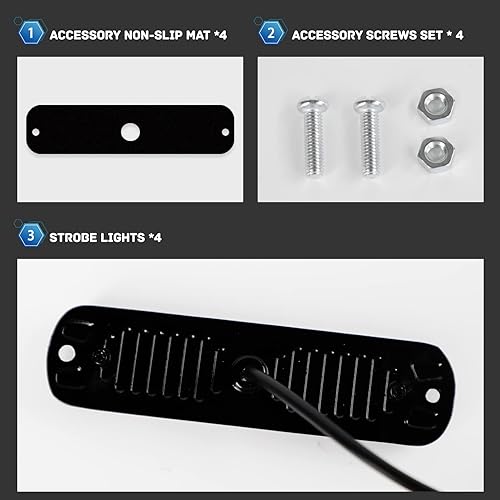 Miniatura 6 de Paquete de 4 luces estroboscópicas LED para vehículos, camiones, kit de luces estroboscópicas de emergencia de 12 V a 24 V, advertencia de peligro,