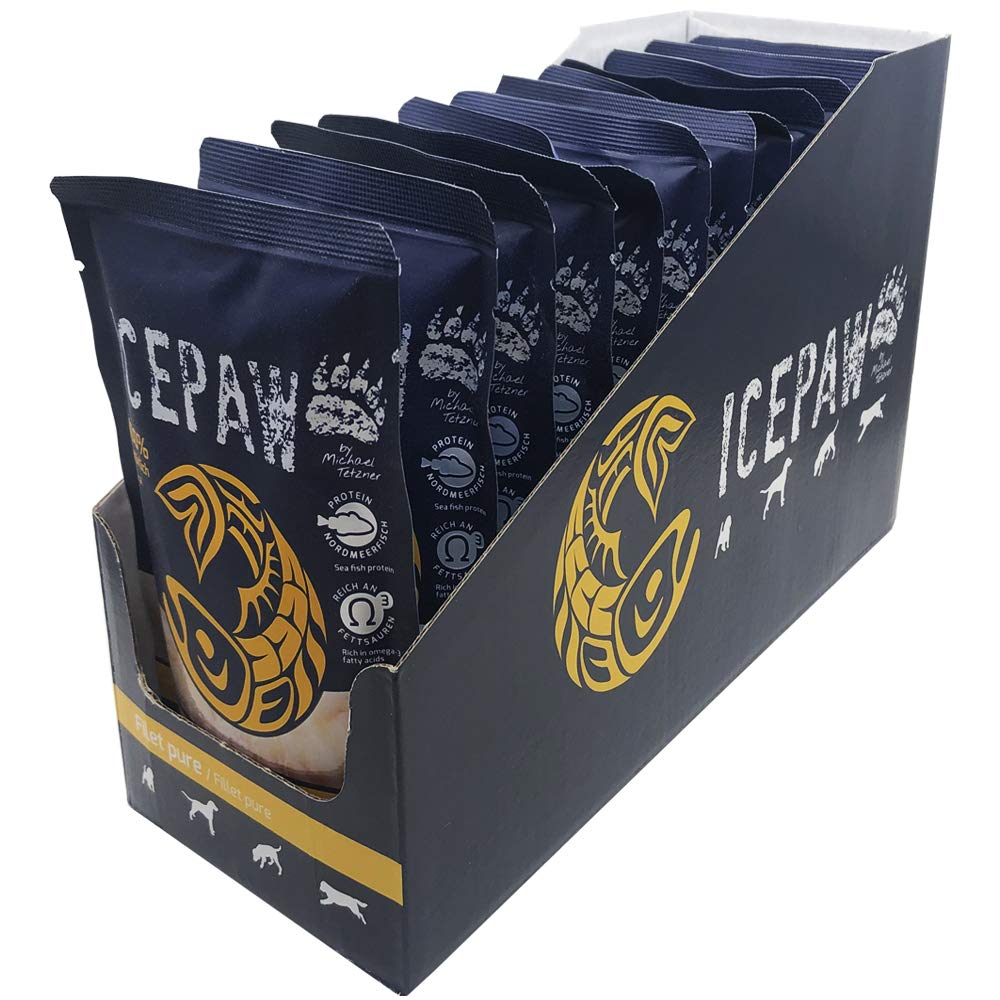 ICEPAW I Filet Pure I 12 x 100 g I High Premium Wet Food for Dogs with Fish I Cod / Cod I for Food Intolerances I Particularly Low Fat I Pouch Bag