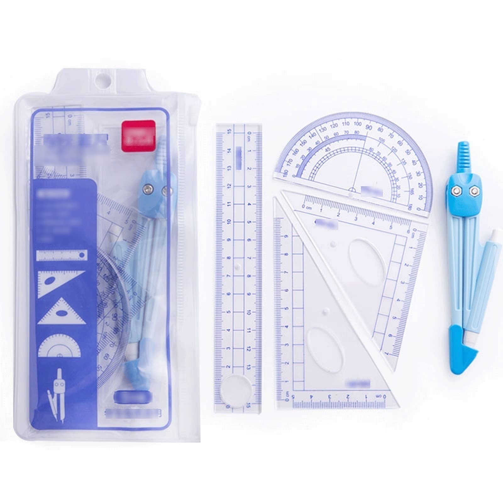 Mathematik-Set, Winkelmesser-Set, Zeichenkompass, Schüler-Kompass-Set, Mathe-Geometrie-Set, Lineal, Winkelmesser und Zirkel, Schüler-Schule, Zeichenwerkzeug, Mathe-Geometrie-Set, Entwurfskompass, Komp