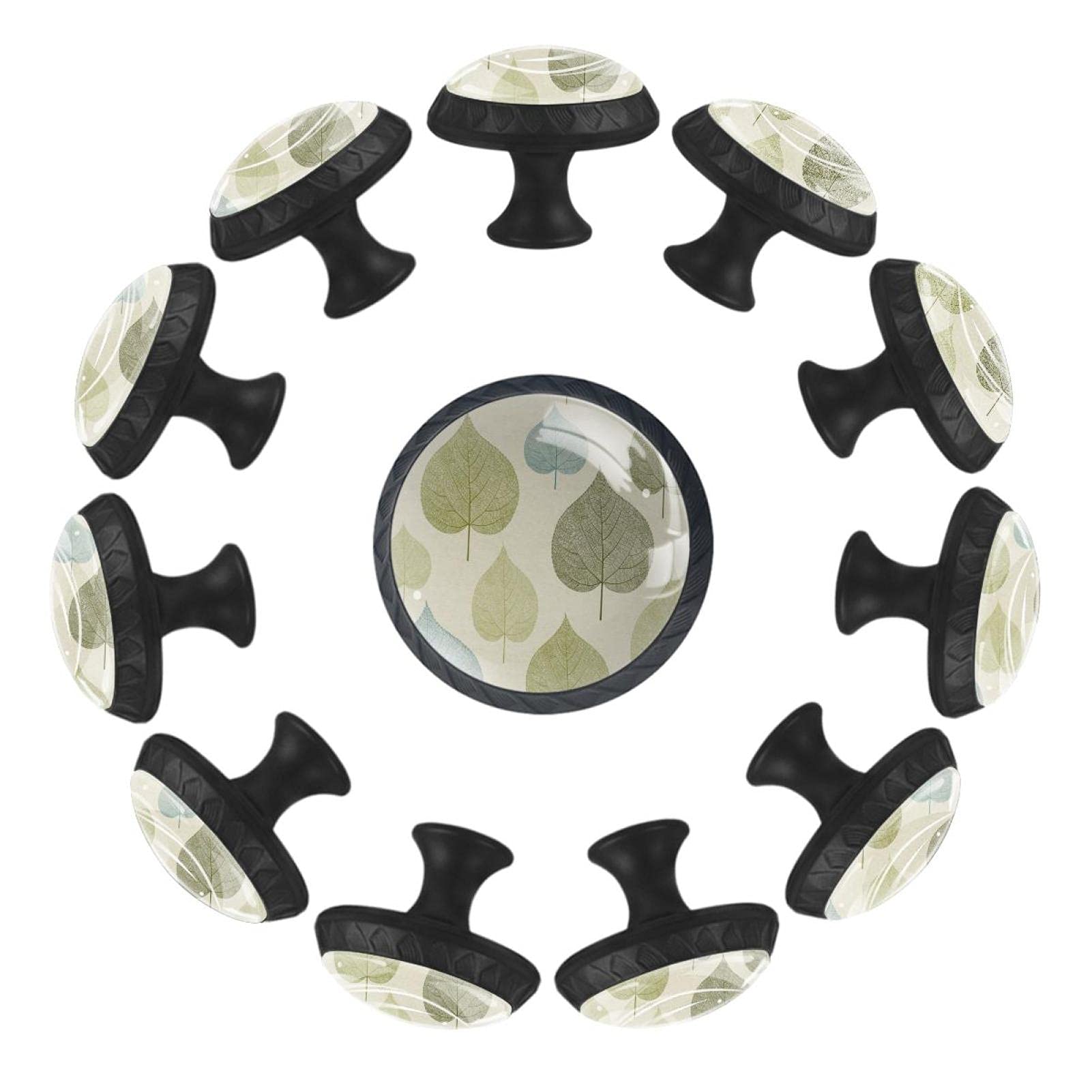 Boutons de tiroir ronds vert feuille 35mm en lot de 12 pour commode