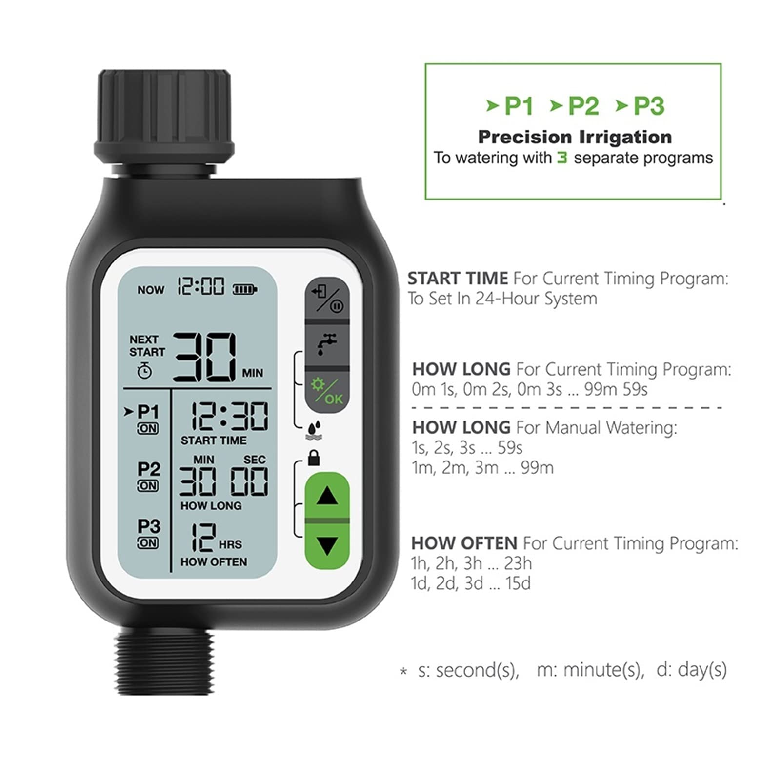 Wassertimer Sprinkler -Timer -Wasserversorgungs -Timer mit Regensensor -Bewässerung Timer wasserdichtem Wasserstandssensor Automatischer Bewässerungssystem Bewässerungssteuerung Schlauchtimer (Color