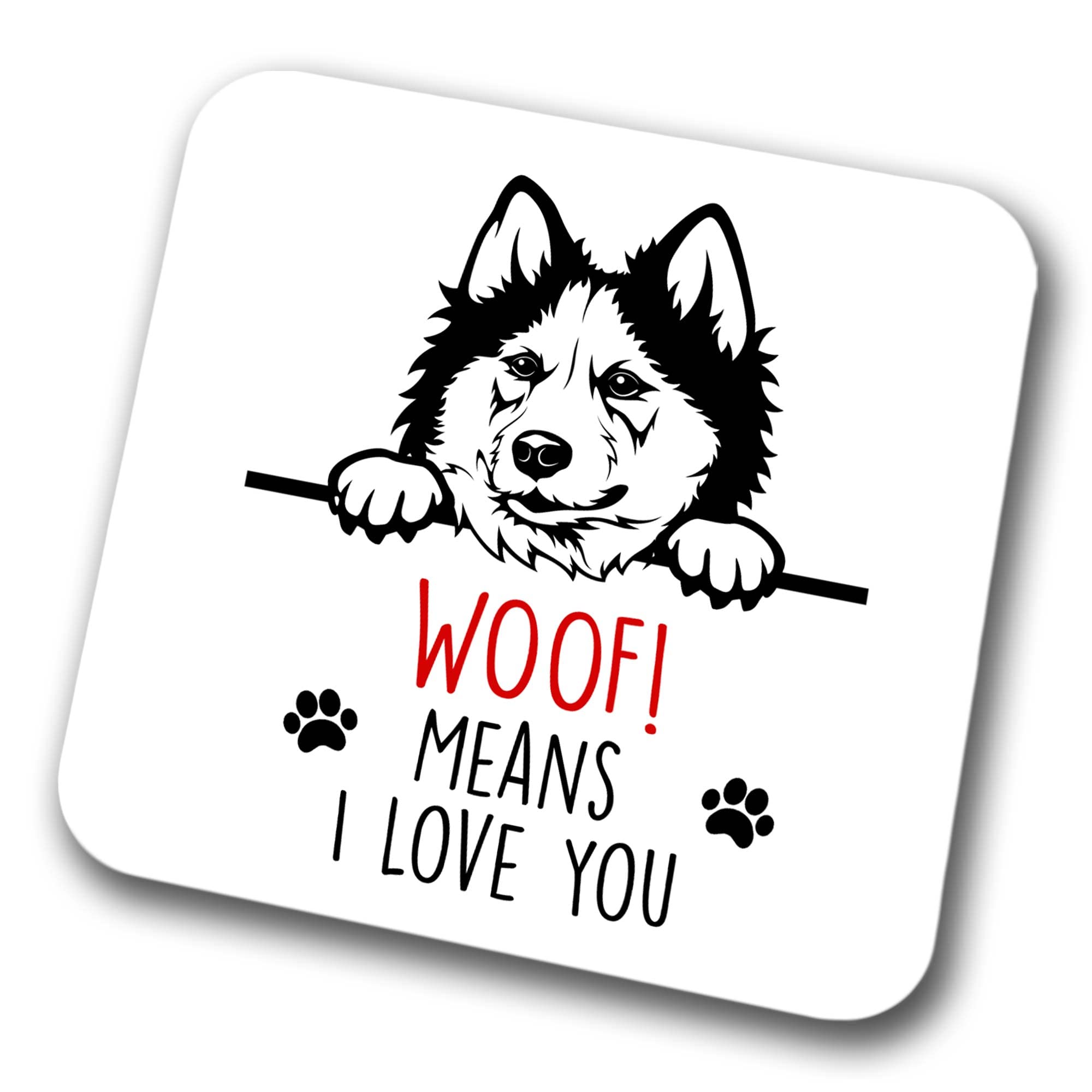 Faithful Prints Boys Husky Woof Means I Love You Mum Dad Coaster Dog Dad Husky Dad Friend Funny Gift For Birthday Christmas, Husky Mum Coaster