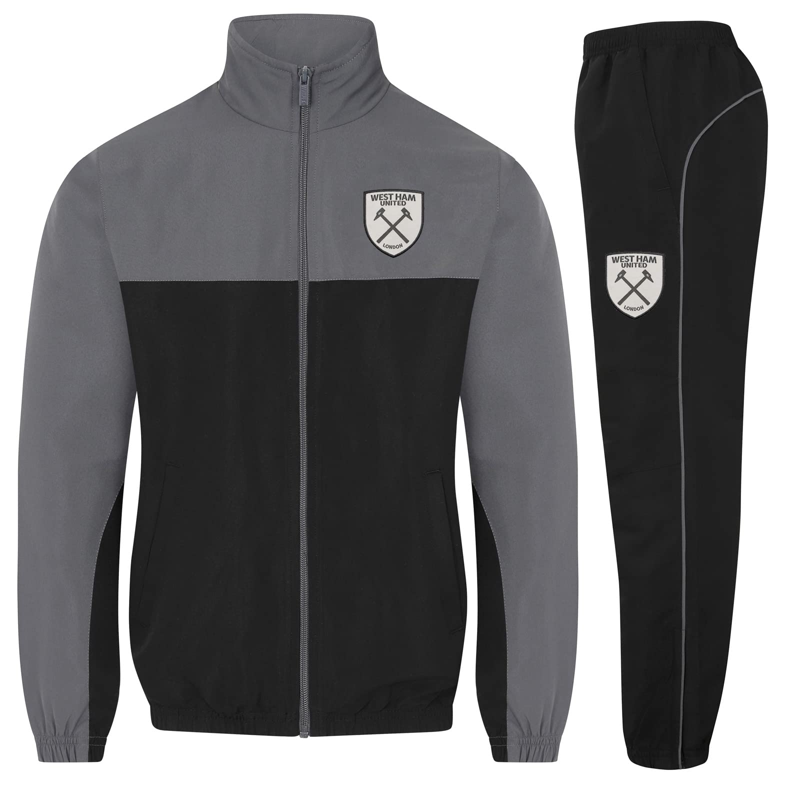 West Ham United FC Official Gift Mens Jacket & Pants Tracksuit Set Grey XL