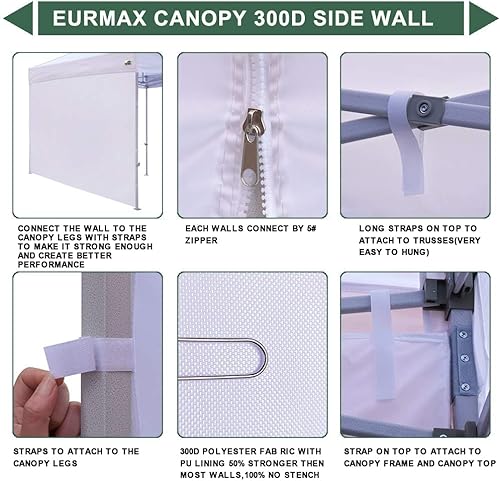 Miniatura 3 de Eurmax USA - Instant SunWall, toldos desplegables para tienda de campaña, lona para campamento, pared lateral de 10 x 20 pies, 1 paquete solo para