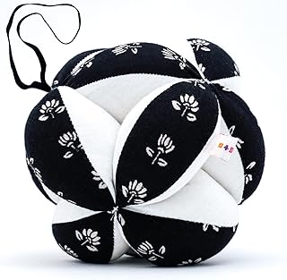 B4BRAIN Newborn Baby Rattle Clutch Ball | Hanging Toy Crib, Stroller, Car Seat | Montessori, Teething Safe | Soft, Black &...