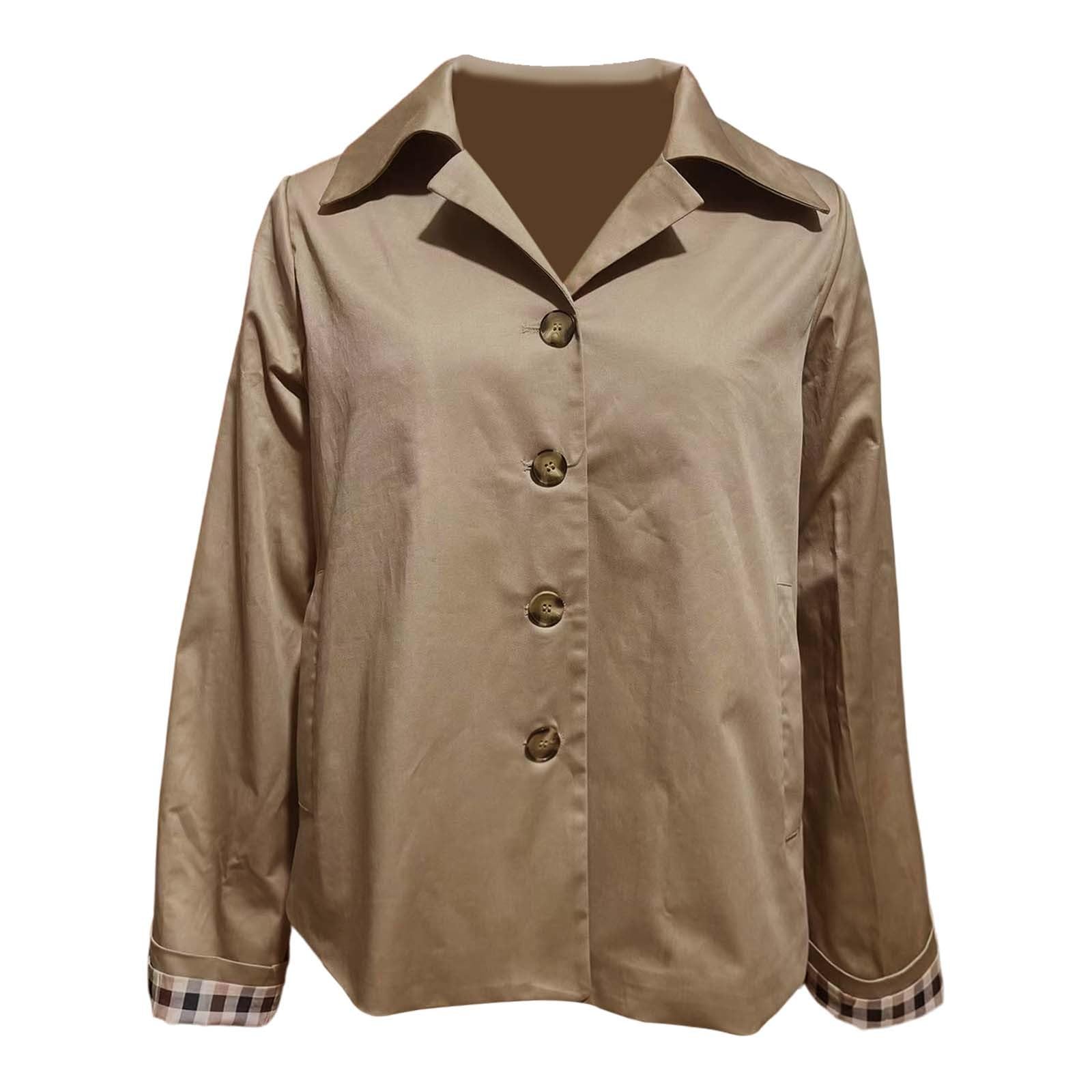 Gabardina Corta Mujer Cazadoras Chaqueta Casual Trench Primavera Elegante Abrigos Paño Ropa con Bolsillo Entretiempo Abrigo Corto Gabardinas Invierno Otoño