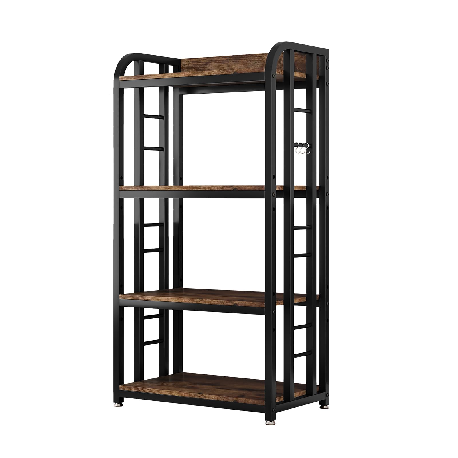 jarrvz 4 Tier Microwave Stand, Large Bakers Racks for Kitchens, Height Adjustablebakers Shelf, Coffee Bar for Living Room Rustic Brown