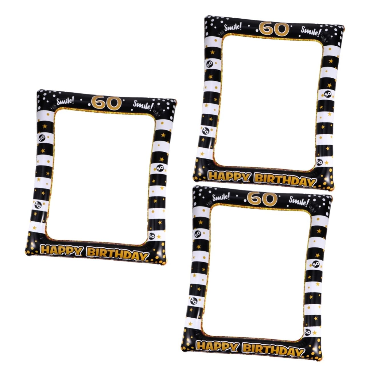 Cabilock 3 STK Aufblasbarer Bilderrahmen Geburtstagsdekorationen Für 60-jährige Geburtstag Fotokabine Requisite Geburtstag PVC Bilderrahmen Requisitenrahmen Für Fotoautomaten Party Plastik