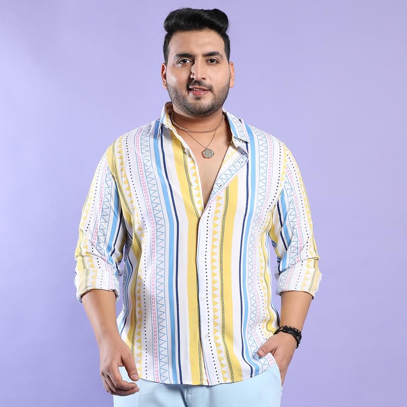 Image of Instafab Plus Men's Shirt for Casual Wear | Spread Collar | Button Closure | Plus-Size Fit | Short Sleeve | Cotton Shirt Crafted with Comfort Fit for Everyday Wear