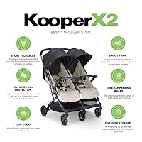 Vista 4 de Joovy Kooper X2 Cochecito doble, cochecito de viaje ligero, plegable compacto con bandeja, arena