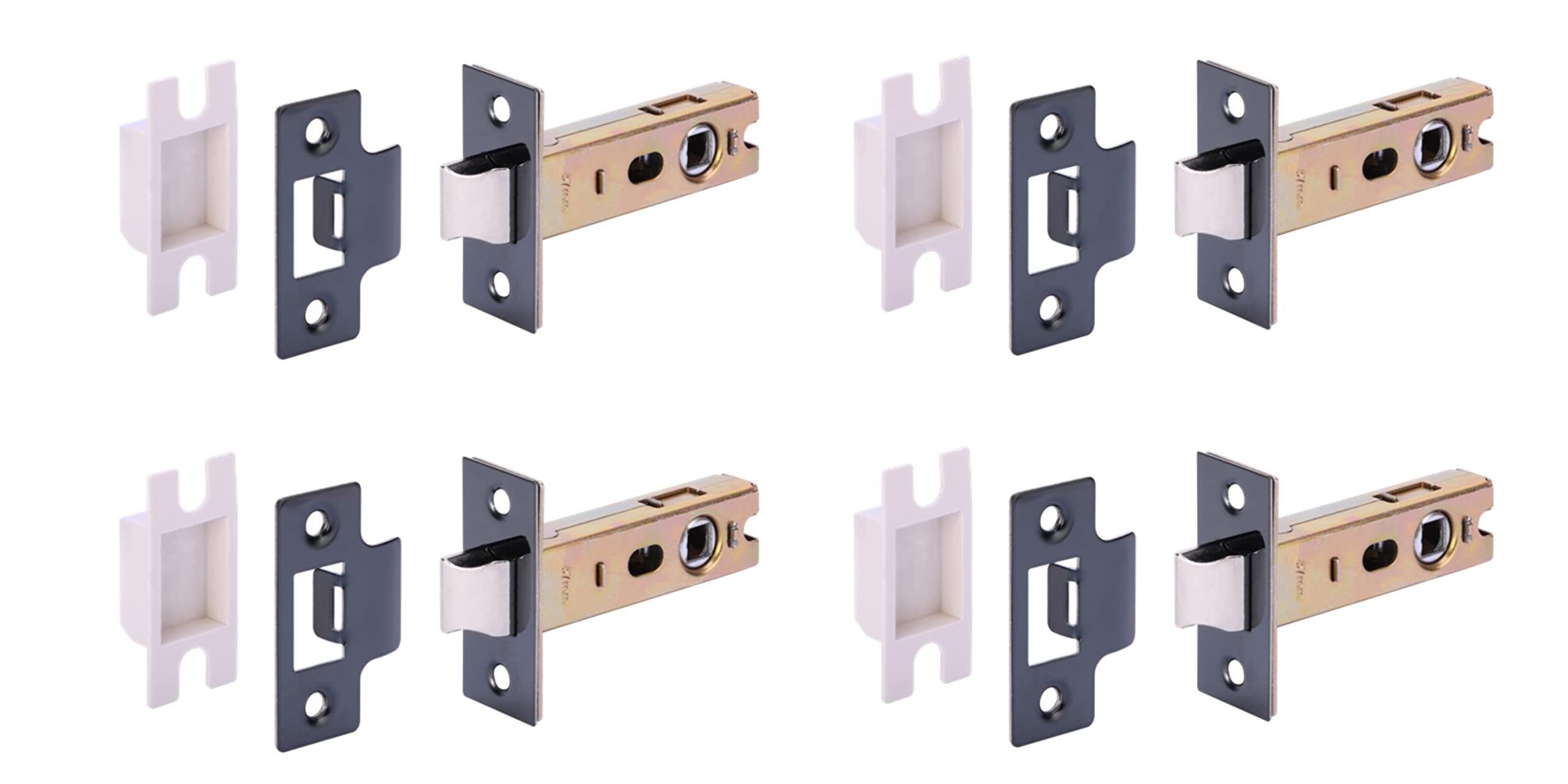 Hunta Black Nickel Handlezone® 4 Pack 76Mm / 3 Inch Premium Tubular Mortice Latch, Catch For Internal Timber Doors - 57Mm Backset
